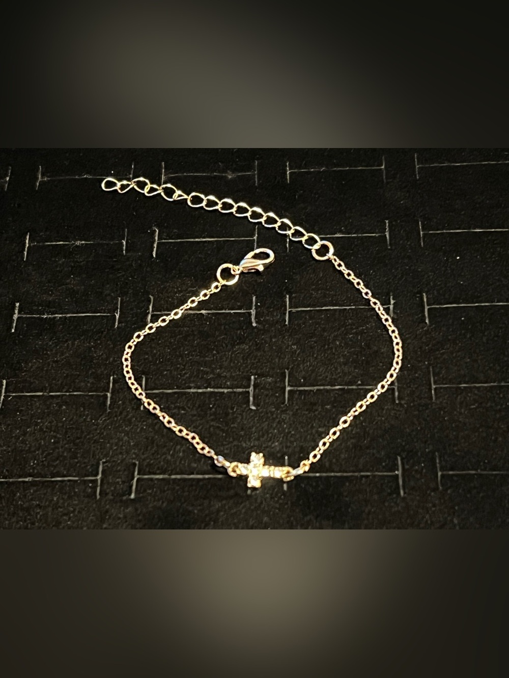 Delicate Gold toned  Cross Chain CZ  Bracelet - Women Jewelry